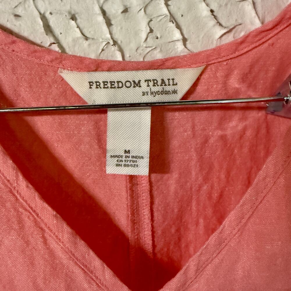 Linen Blend Pink Mini Dress Freedom Trail Women’s Sleeveless V Neck Summer Dress - Picture 5 of 8